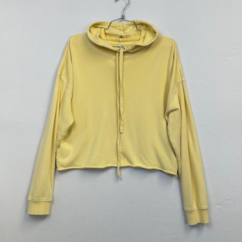 Z SUPPLY Women's Yellow Cropped Pullover Hoodie Size M